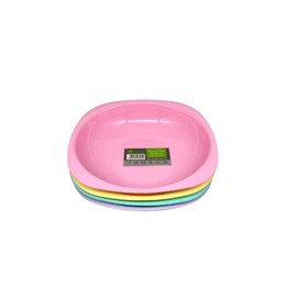 ECO 4 Pc Unbreakable Deep 16 x 16 cm Pastel Round Plastic Plates | Medium High Edge Kids Plates | Stackable Plastic Plates Reusable for Birthdays, Picnic, BBQ & Parties (Pastel, Medium)