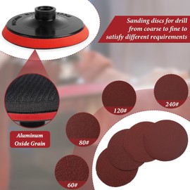 5 Inch Sandpaper Discs,Sanding Discs Pad Kit for Drill Sanding Attachment Sanding Discs for Drill No Hole Hook and Loop 60/80/120/240 Grits Assorted for Random Orbital Sander,12Pcs