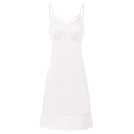 Belle Poque Womens Retro 40s Slip Underdress Lace Hem Adjustable Strap Fullslip Petticoat Raw White Medium