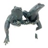 Small Bronzed Green Pair of Climbing Frogs Garden Patio Pond