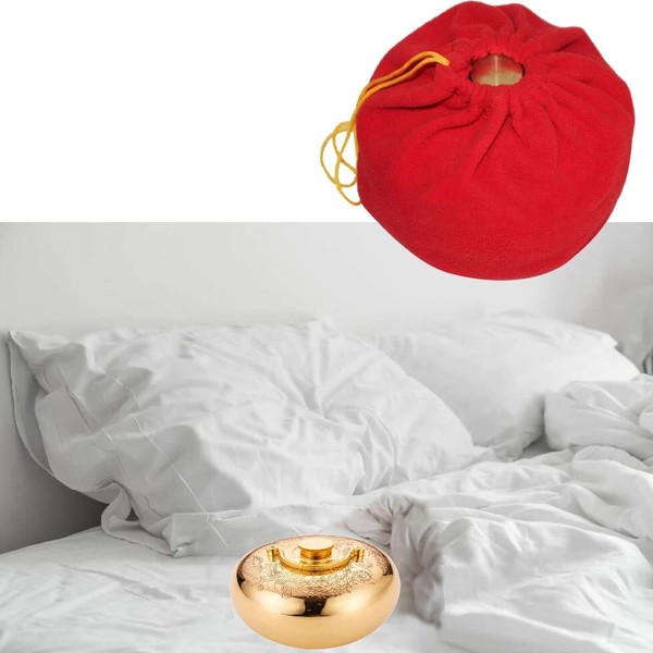 Bed Bottle for Adults Large with Cover, Hot Water Bottle Metal Round Safe and Robust Leak-Proof Brass Bed Bottle 20 cm/18 cm/15 cm/13 cm (Colour: Craft Bottle, Size: 22 cm (3.0L))
