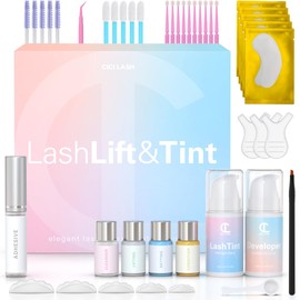 Lash Lift and Tint Kit with Keratin Conditioning by CICI | Instant Professional Perming, Lifting & Tinting for Eyelashes | Black Color Dye | Long-Lasting Salon Results At Home | DIY Tools and Supplies