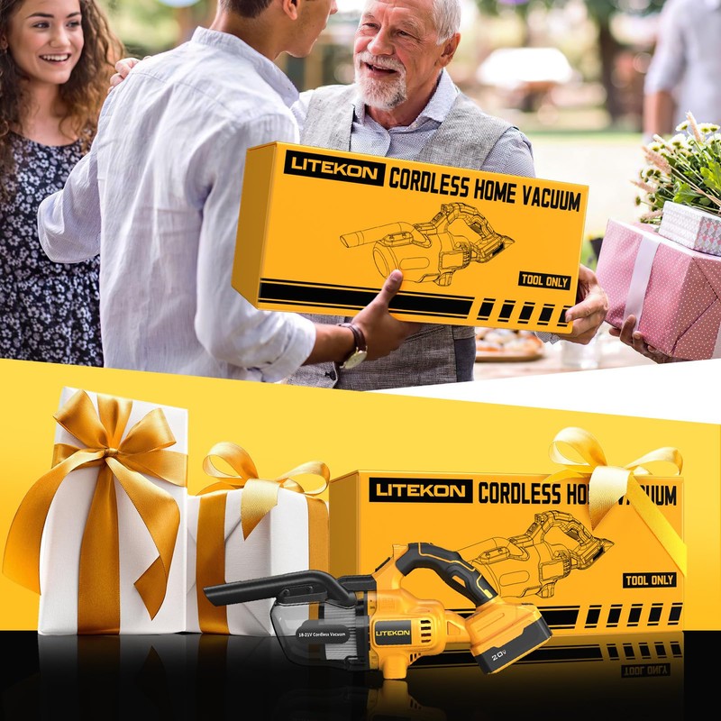 LITEKON Cordless Vacuum Compatible with 𝗗𝗘-𝗪𝗔𝗟𝗧 20V Max Battery (No