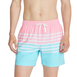Chubbies Mens Swim Trunks – Mens Swim Shorts with 4-Way Stretch, 5.5” Beach Shorts with Elastic Waist, Drawstring, Mesh Lining, UPF 50+ (Pastel Striped, Large)