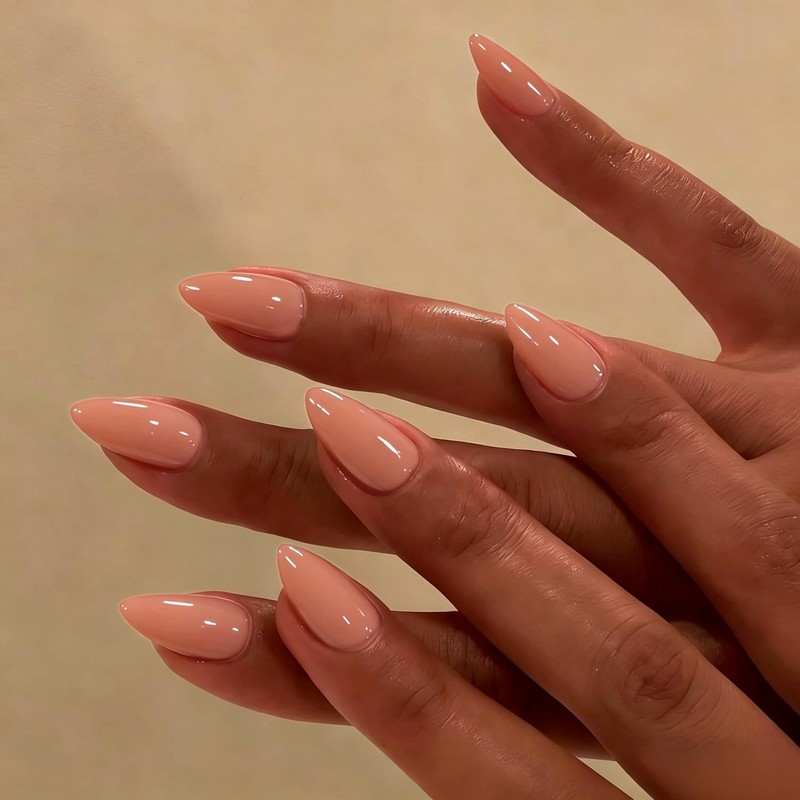 Uñas postizas cortas de almendra, naranja melocotón, stiletto corto, uñas