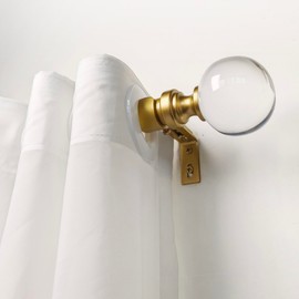Adjustable 72-144 Inch Luxury Gold Curtain Rods, 1 Inch Diameter with Clear Ball Finials, Fits 68-140 Inches Windows, Heavy Duty Decorative Window Drapery Rod
