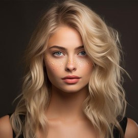 Glitter Face Makeup Patches, Face Makeup Patches, Gold Glitter Freckles Face Tattoo, Glitter Freckles, Sparkle Makeup Patches, Waterproof Face Glitter Speckles Patches for Women (A-Gold)