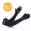Men's Two-Cut Cooling Finger Arm Sleeves with 99% UV Protection for Motorcycle, Cycling, Hiking Riding Banded / Grey / M