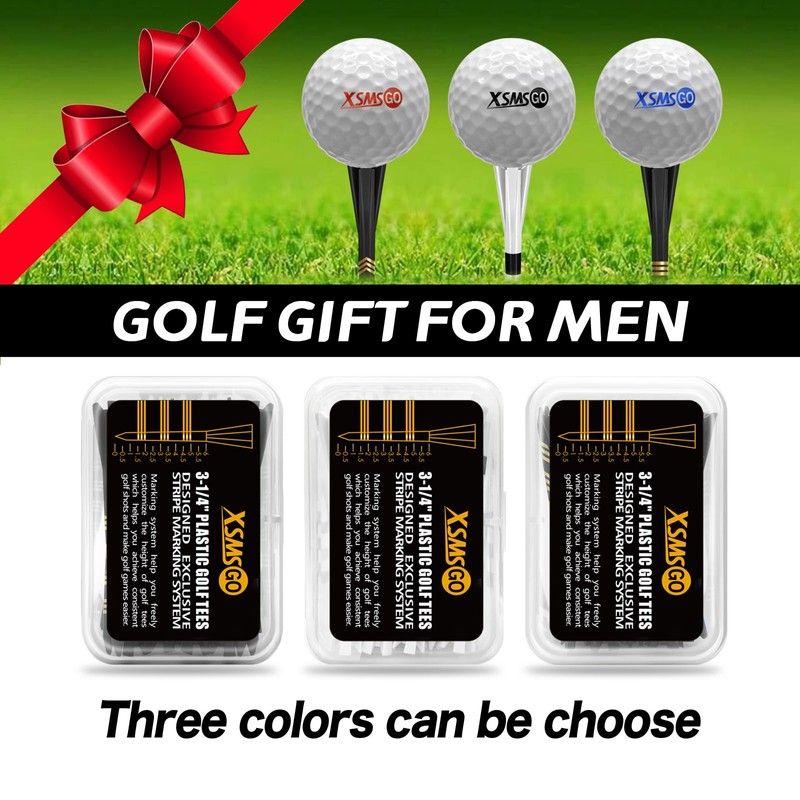 XSMSGO Plastic Golf Tees with Stripe 3-1/4" Professional Performance Series