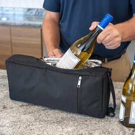 Maggie Carry-All Utility Cooler Bag with Ice Packs Koozies - Perfect for Golf, Camping, Picnics, Outdoor Sports, 16.5 x 7.4 x 3.24”, Black