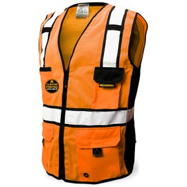 KwikSafety - Charlotte, NC - RoadBOSS Economy Safety Vest [Solid Reflective Tape] Class 2 High Visibility ANSI OSHA Heavy Duty Surveyor Construction Mesh HiVis Men Work Gear/Orange 2XL