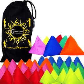 Flames 'N Games 5x Tri-It Juggling Balls - Set of 5 Pyramid Juggling Sacks (Mix) Bean Bags For Kids & Adults + Fabric Travel Bag.