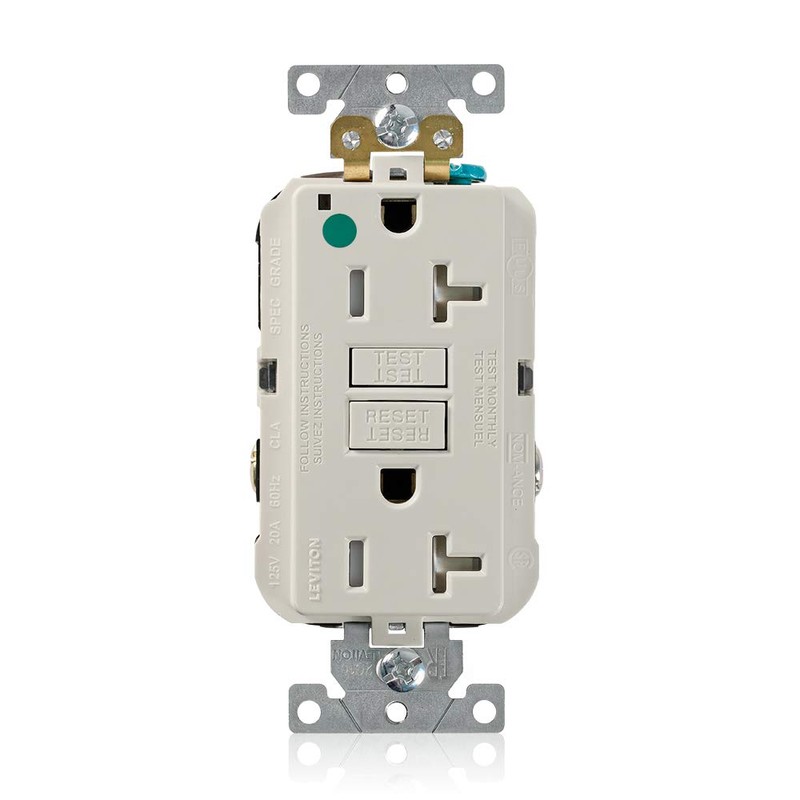 Leviton 20A-125V Extra-Heavy Duty Hospital Grade Tamper-Resistant Duplex Self-Test GFCI