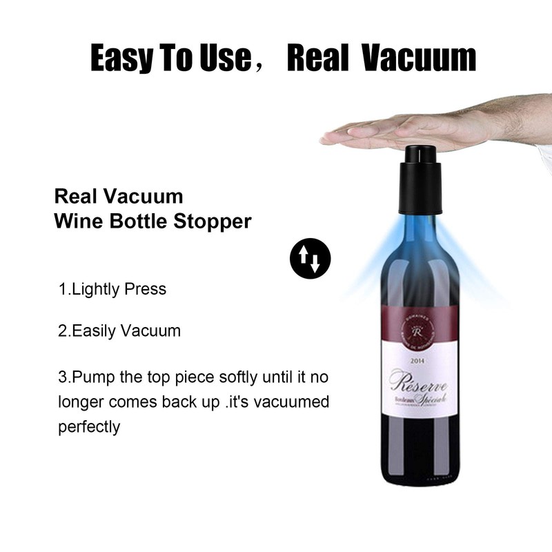 [2 PACK]Wine Bottle Stoppers, Reusable Wine Stoppers, Vacuum Wine Preserver