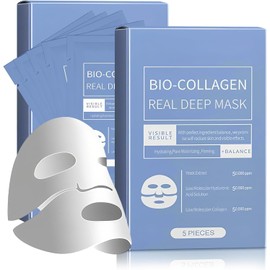 10 Piezas Mascarilla Bio-Colágeno, Mascarilla de Colágeno, Reduce los Poros, Mejora la Piel Opaca, Mejora la Elasticidad de la Piel y la Nutre, Adecuado Tanto para Hombres Como para Mujeres.