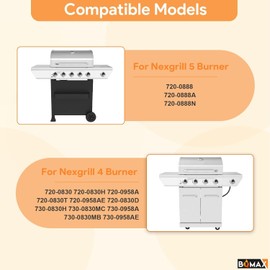 BQMAX Grill Parts for Nexgrill 5 Burner Gas Grill 720-0888 720-0888A 720-0888N, Cooking Grate, Heat Plates Shield and Burner for Nexgrill 5 Burner Replacement Parts for 720-0888 Nexgrill Parts