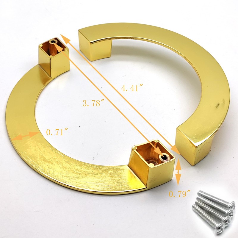 Cabinet Door Handles,1-Pack,Susenya Gold Half Moon Drawer Pulls 3.78" Hole
