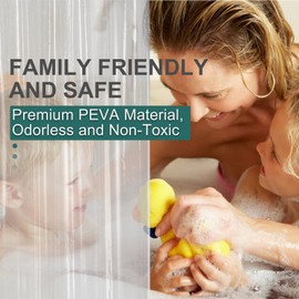 AmazerBath 48x72 Shower Curtain Stall, Small Shower Curtain for Shower Stall, Clear Shower Curtain Plastic, Heavy Duty Shower Curtain Thick PEVA with 2 Clear Weighted Stones and 8 Grommet Holes