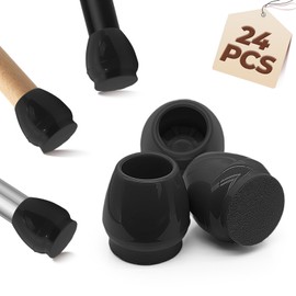 24 Pcs Chair Leg Floor Protectors – Extra Thick Furniture Pads Floor Protectors with Reinforced Felt Base, Anti-Scratch, Anti-Slip & Silent – Black Round (Fit: 15–20mm)