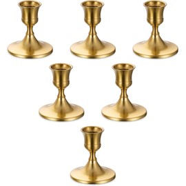 Romadedi Gold Candlestick Candle Holders for Taper, 6 PCS Gold Brass Color Candle Stick Candle Holder for Table Centerpiece, Wedding Reception, Festive Christmas Mantel Decoration or Home Decor
