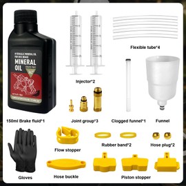 Brake Bleed Kit for Shimano Hydraulic Disc Brake, Bike Hydraulic Brake Bleed Kit Including 150ML Mineral Oil Brake Fluid
