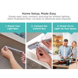 BLACK+DECKER LED Under Cabinet Light Kit, Motion Sensor, Dimmable, Linkable, 3 Color Settings, Tool-Free, for Kitchen, Cabinets and Closets, (3) 9" Bars
