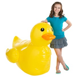 Fun Express Giant Blow Up Duck, Great for Baby Showers, Birthdays, Easter Decor and Pool Parties, Nearly 4 Feet Long and Tall