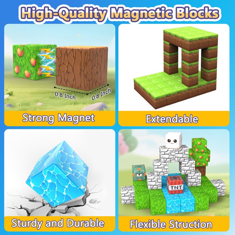 ANDENLEY 150PCS Magnetic Blocks, Magnetic Building Blocks Cubes, Magnet Tiles