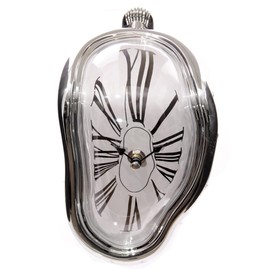 Melting Clock with Silver Frame and Roman Numerals