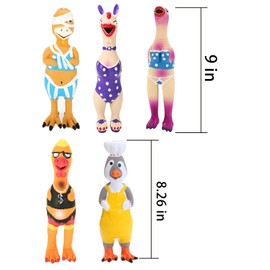 DAJOOEE 5 Pcs Screaming Rubber Chicken Dog Latex Squeaky Toy，Durable Chicken Dog Toy Soft Rubber Chew Molar Dog Toys for Small Medium Dogs (Chicken)