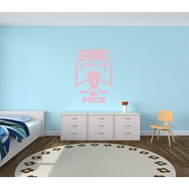 Hockey Helmet Cool As Puck Boys Room Sports Vinyl Wall Decal Sticker (Violet, 21 X 31 in)