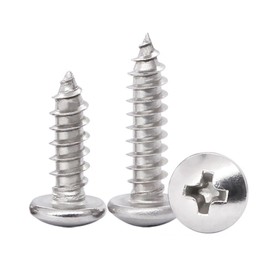 M5 x 25mm Self Tapping Screws, 100 Pcs Phillips Round Head 304 Stainless Steel Screws, Fasteners Bolts for Plastic Wood Furniture and Drywall