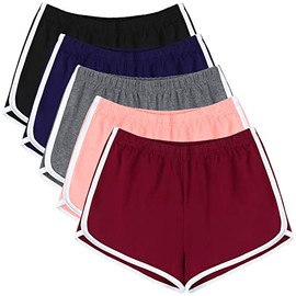 URATOT 5 Pack Women's Cotton Yoga Dance Short Pants Sport Shorts Summer Athletic Cycling Hiking Sports Shorts