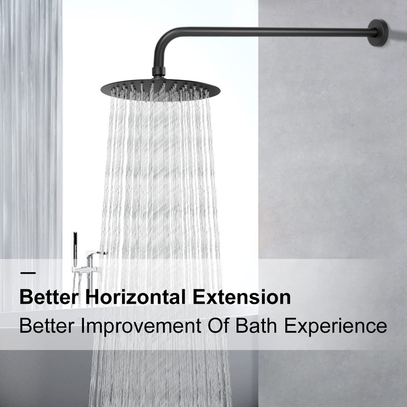 NearMoon Shower Arm, Extra Fixed Arm with Flange, Stainless Steel