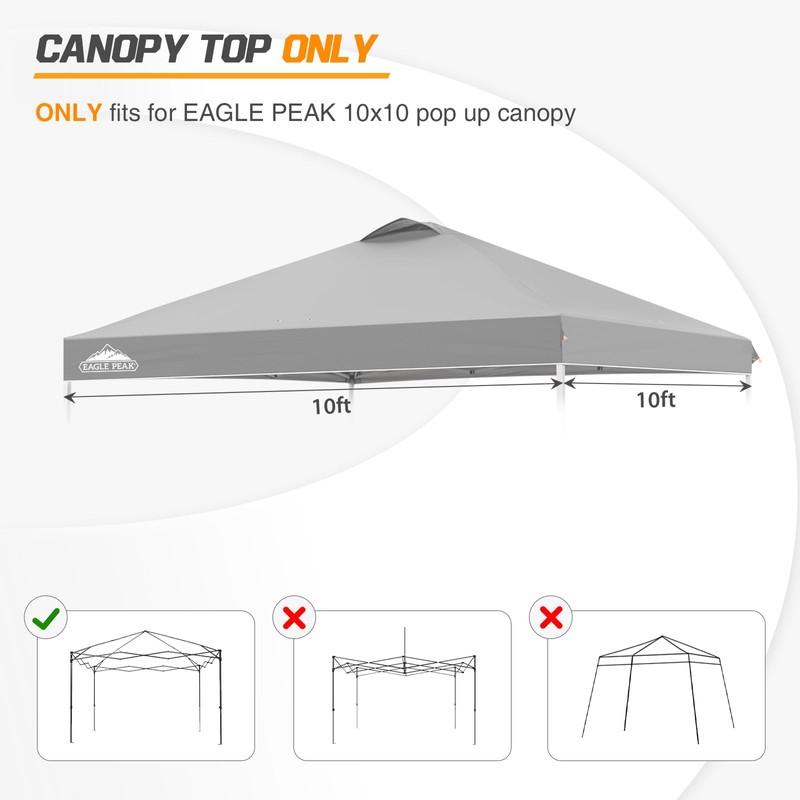 EAGLE PEAK Replacement Canopy Cover with Air Vent for 10x10