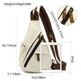 KL928 Canvas Sling Bag Backpack for Men and Women - Shoulder Backpack Shoulder Bag Cross Bag Adjustable Shoulder Strap Perfect for Outdoor Sports, Hiking, Cycling, Mountaineering, Travel, 6881-beige,