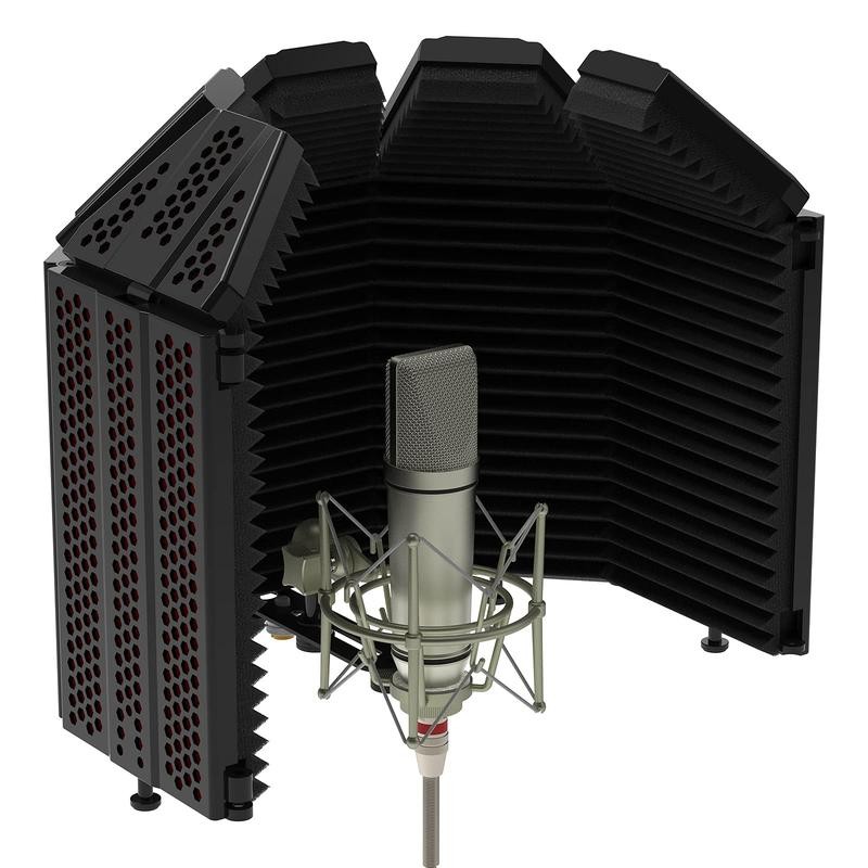 XTUGA MIS Microphone Isolation Shield, 5-Panel, Studio Recording Mic Sound