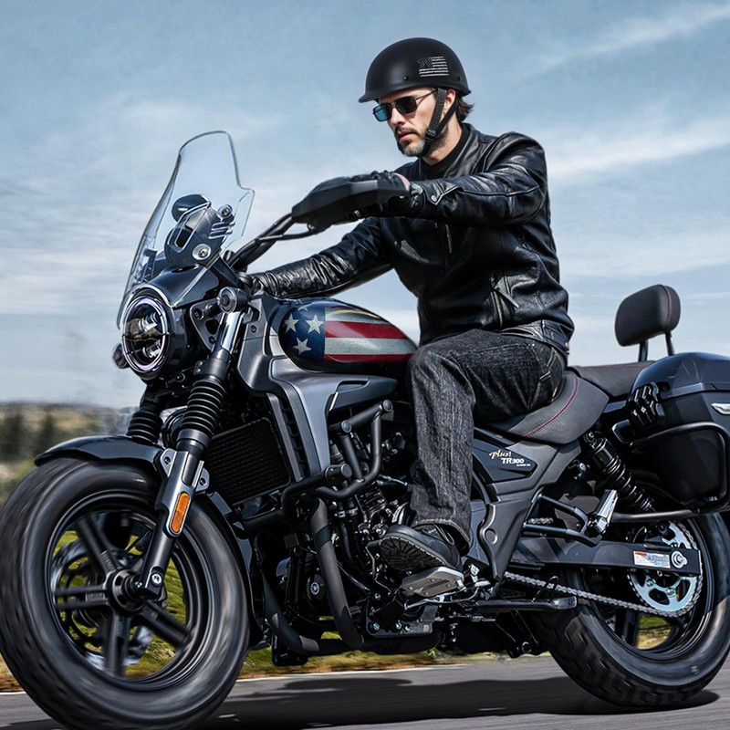 TRIANGLE Half Shell Helmet Motorcycle for Adults Men German Style