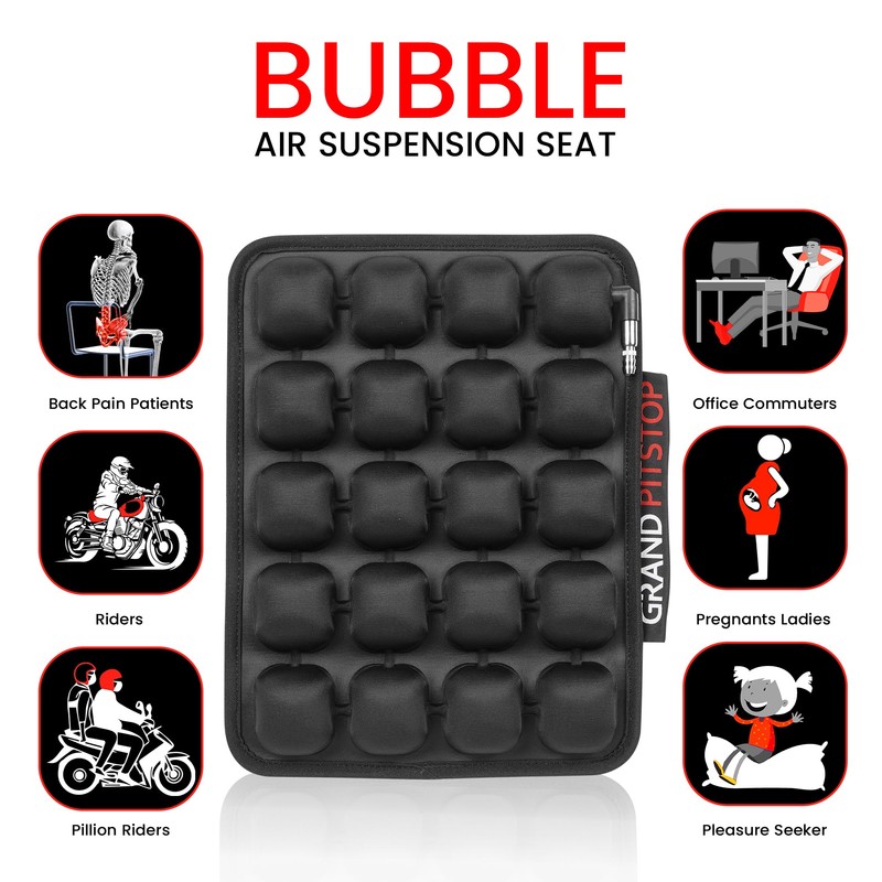 GRAND PITSTOP Motorcycle Air Seat Cushion with Inflatable Bubble Air