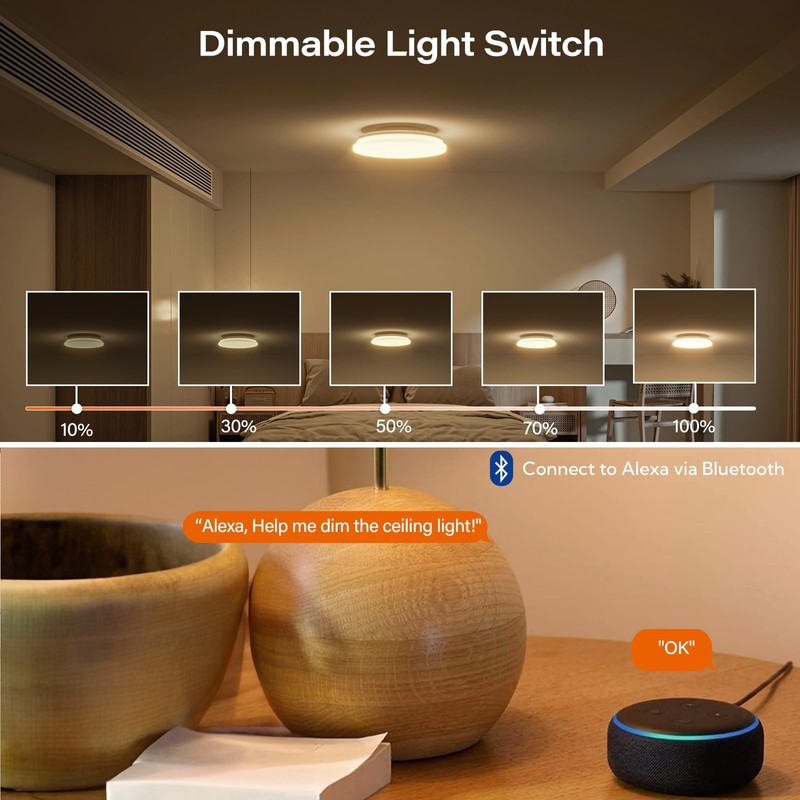 Sunmerit Smart Dimmer Light Switch, Single Pole, Alexa Compatible, No