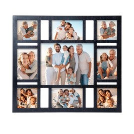 MONT PLEASANT Picture Frame Collage Wall Decor, 4x6, 8x10 & 4x4 Photo Display - 9 Openings Multiple Size Photo Black Collage Photo Frame for Wall Mounting