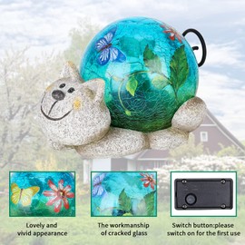 DREAM GARDEN Garden Statues - Solar Lights Garden Decorations Solar Sculptures Lawn Cat Ornaments for Outdoor Yard Patio Decor