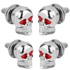 4x 6mm Custom Chrome Aluminum 3D Design Skull Red Eye