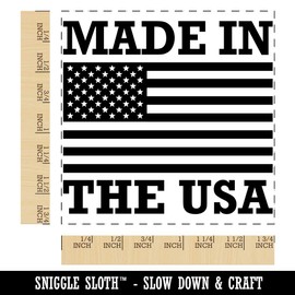 Made in The USA with Flag Square Rubber Stamp for Stamping Crafting - 1.75in Medium