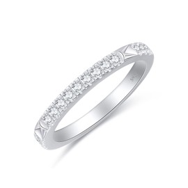 OVIMIA Moissanite Wedding Bands for Women, Half Eternity Ring 925 Sterling Silver Engagement Ring for Women Size 5