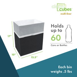 13 Gallon Multi-Liner Disposable Trash Cans (3-Pack) with Fitted Trash Bags - Reusable Garbage and Recycling Bins for Parties, Events, and More (Black- 17" Height x 13.5" Width x 10" Depth)