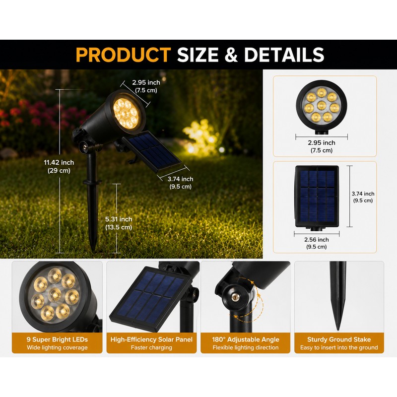 Outdoor Waterproof Spot Light Solar Garden LED Landscape Patio Decor