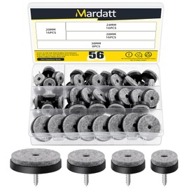 Mardatt 56Pcs Screw on Felt Chair Pads, Round Non Slip Felt Furniture Pads Felt Pads for Furniture Floor Chair Leg Protectors Furniture Sliders for Hardwood Tile Floors - 0.78", 0.94", 1.1", 1.49"