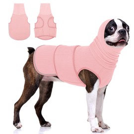 KOESON Dog Calming Hoodie, Pet Thunder Jacket with Ear Wrap, Breathable Dog Anti-Anxiety Vest for Thunder, Fireworks, Travel, Separation, Comfort Pet Anxiety Relief Wrap, Pink M