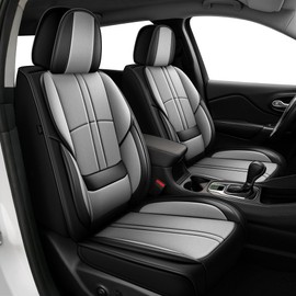 YORKNEIC Seat Covers Fit for Explorer 2004-2024 2025 2026: Waterproof Faux Leather Car Seat Covers 5 Seats-Full Set Seat Covers(Black&Grey)